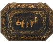 Coffret en bois laqué noir décor asiatiq