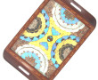 Plateau en bois exotique, marqueterie et
