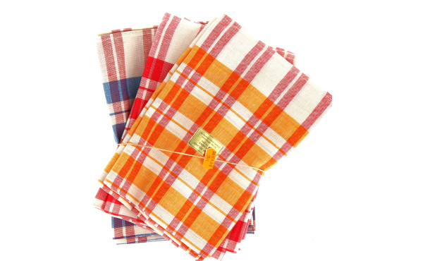 Lot de 6 torchons neufs lin et coton, 50