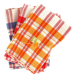 Lot de 6 torchons neufs lin et coton, 50