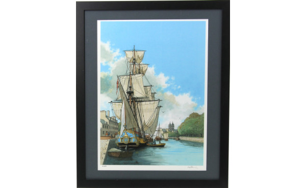 PELLERIN (Xxème) "Vue de Quimper", sérig