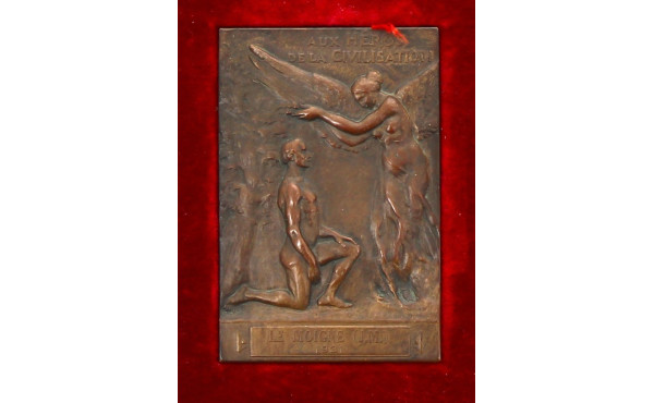 Lot de 2 médailles en bronze : 1) Pierre