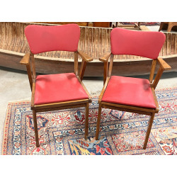Paire de fauteuils années 50/60 en bois 