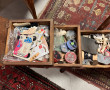Travailleuse vintage en bois, garnie de 