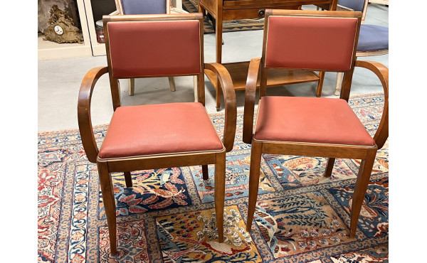Paire de fauteuils bridges en bois, assi