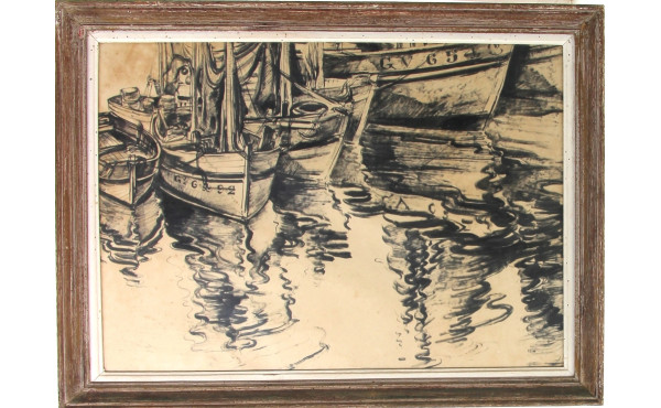 Ecole Bretonne Xxème "Bateaux de pêche a
