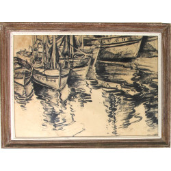 Ecole Bretonne Xxème "Bateaux de pêche a
