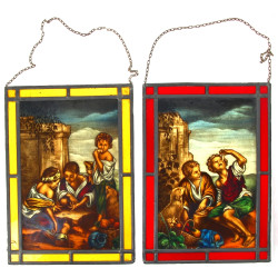 D'après MURILLO - Paire de vitraux décor