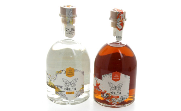 2 bouteilles de RHUM Papillon (blanc et 