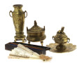 Encrier en bronze doré, couvercle en for