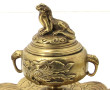 Encrier en bronze doré, couvercle en for