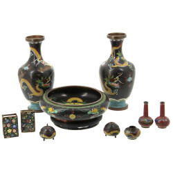CHINE - Lot de pièces en cloisonné : pai