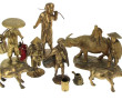 ASIE - Lot de 7 sujets en bronze et lait