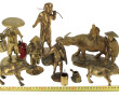 ASIE - Lot de 7 sujets en bronze et lait