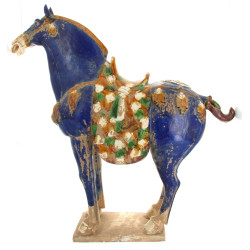 CHINE Xxème - Grand cheval en terre cuit