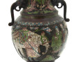 Vase en bronze et émaux cloisonnés à déc