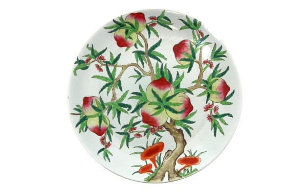 CHINE - Importante coupe rond en porcela