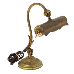 Lampe de bureau ancienne en laiton doré 