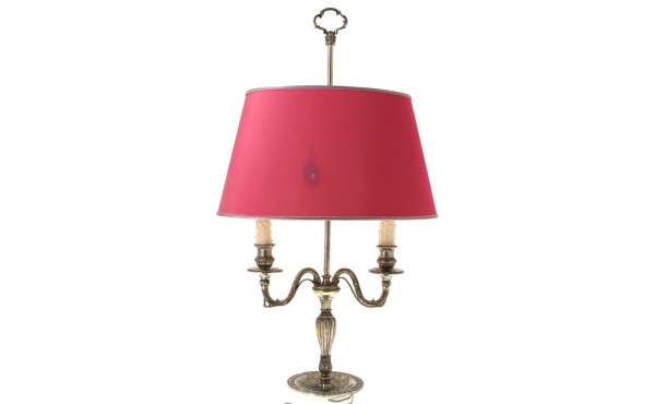 Lampe à deux binets en métal argenté sty