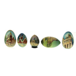 RUSSIE - Lot de 5 œufs en bois laqué à d