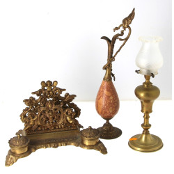 Encrier double en laiton à décor de putt