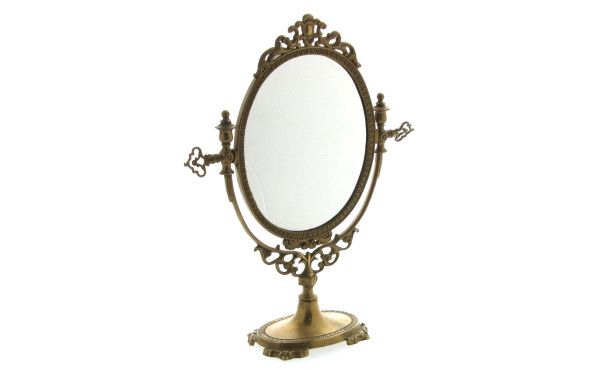 Miroir à poser pivotant en laiton, décor