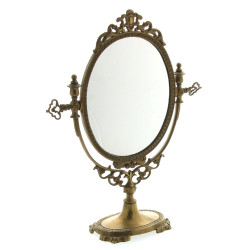 Miroir à poser pivotant en laiton, décor