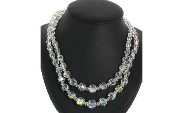 Collier vintage 2 rangs en perles de cri