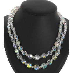 Collier vintage 2 rangs en perles de cri