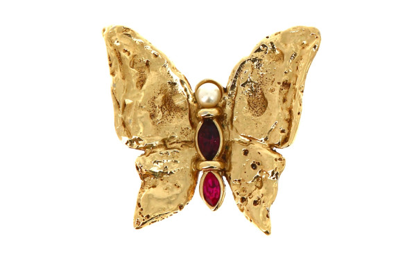 Yves SAINT LAURENT - Grance broche en fo