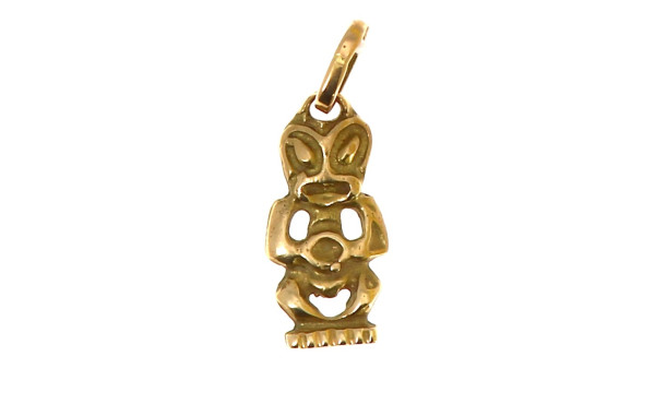 Pendentif "Tiki" en or jaune 18 cts, poi