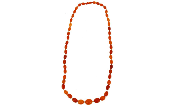 Sautoir en perles d'ambre en chute