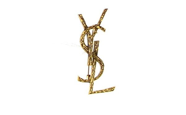 SAINTLAURENT - Broche YSL en métal doré 