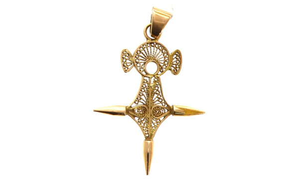 Pendentif croix d'Agadès en or jaune 18 