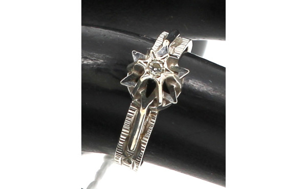 Bague en or gris 18 cts, poinçon tête d'