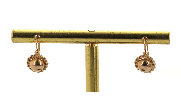 Paire de petites BO en jaune 18 cts, poi