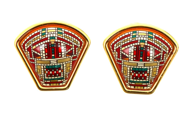 HERMES - Paire de clips d'oreilles en mé