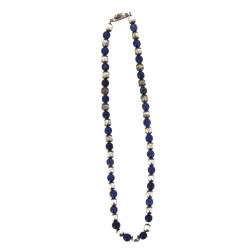 Collier en perles d'argent et pierre ble