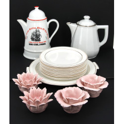 4 bougeoirs de table en faïence rose pâl