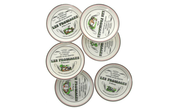 GIEN - 6 assiettes à fromage en faïence,