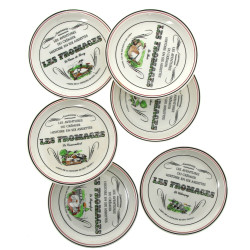 GIEN - 6 assiettes à fromage en faïence,