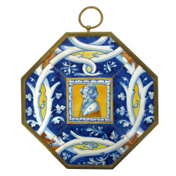 Majolique encadrée homme entourbanné, fa