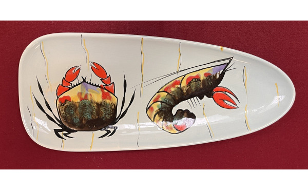 PORNIC - Plat torpilleur en faïence poly