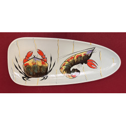 PORNIC - Plat torpilleur en faïence poly