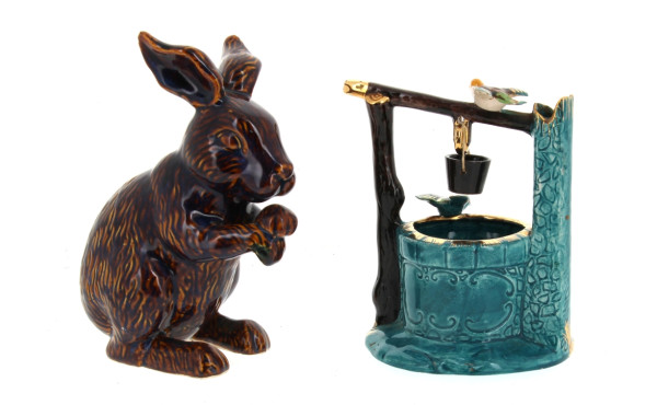 "Oiseaux au puits", faïence polychrome e