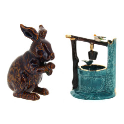 "Oiseaux au puits", faïence polychrome e