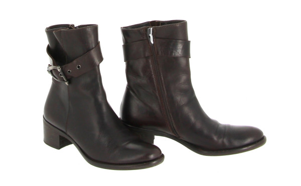 TRIVER - Bottines en cuir, coloris choco