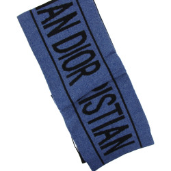 CHRISTIAN DIOR - Echarpe en laine bleu/g