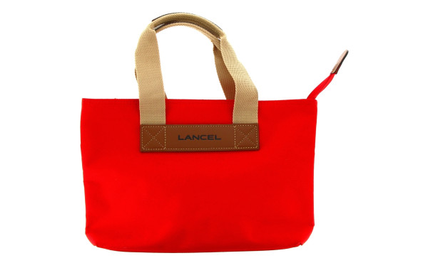 LANCEL - Sac rouge en toile, à deux anse