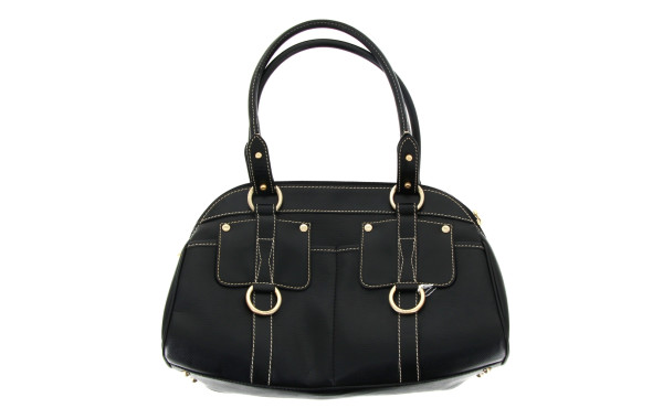 LANCEL - Sac de dame en cuir noir, métal